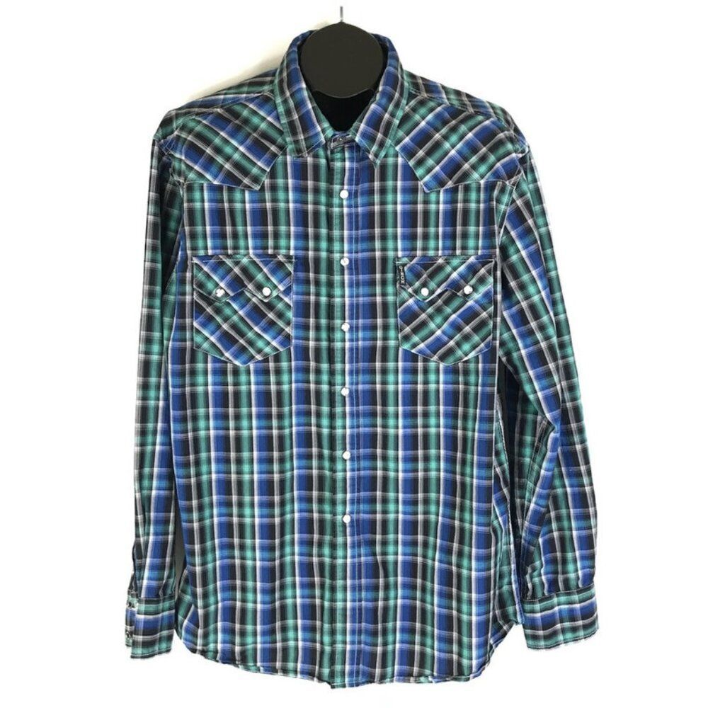 Cinch Long Sleeve Modern Fit Western Snap Shirt Men's XL Plaid Cotton Woven